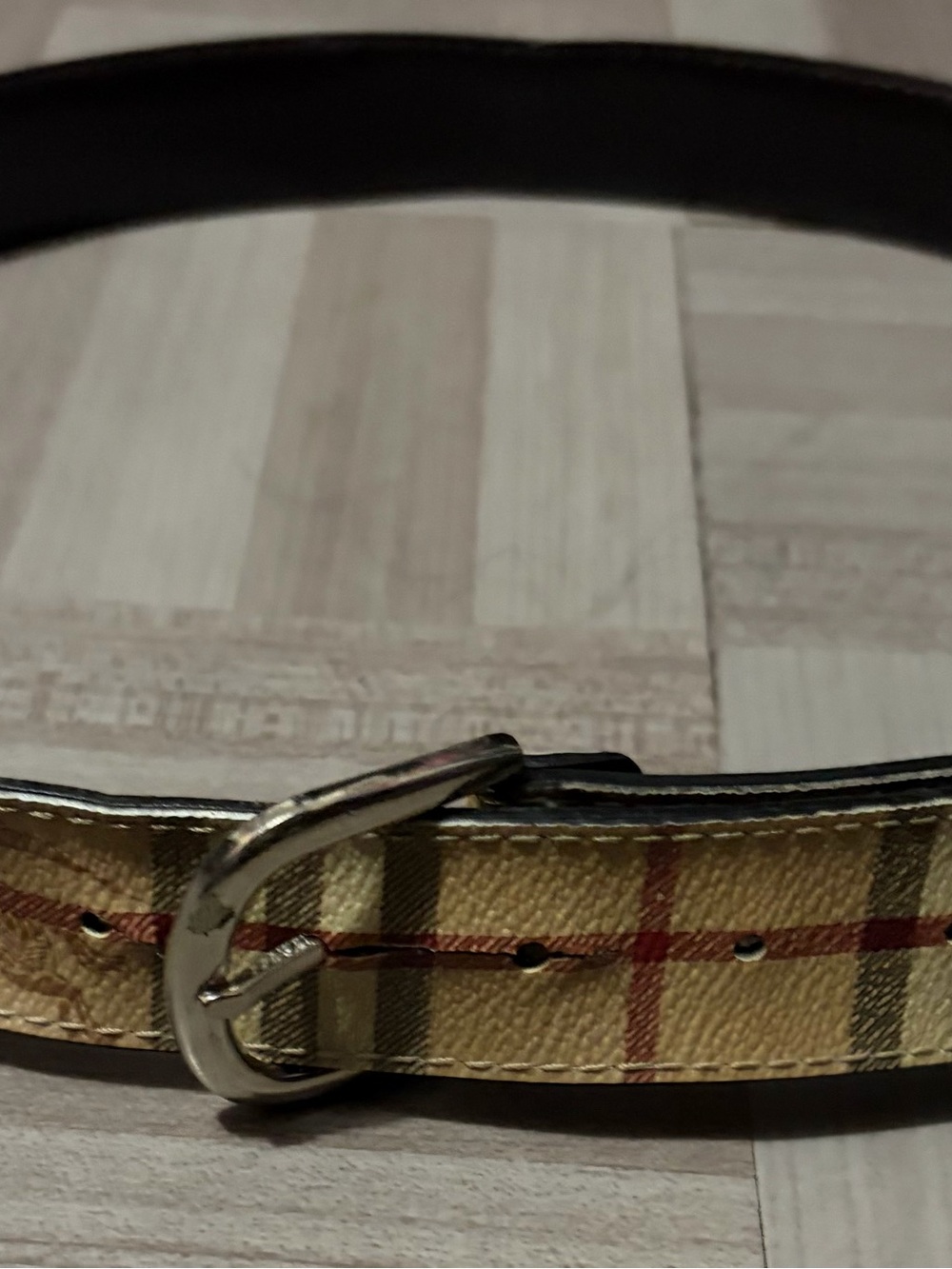 Authentic Burberry Nova Check Beige Leather Belt Size 38/ 95